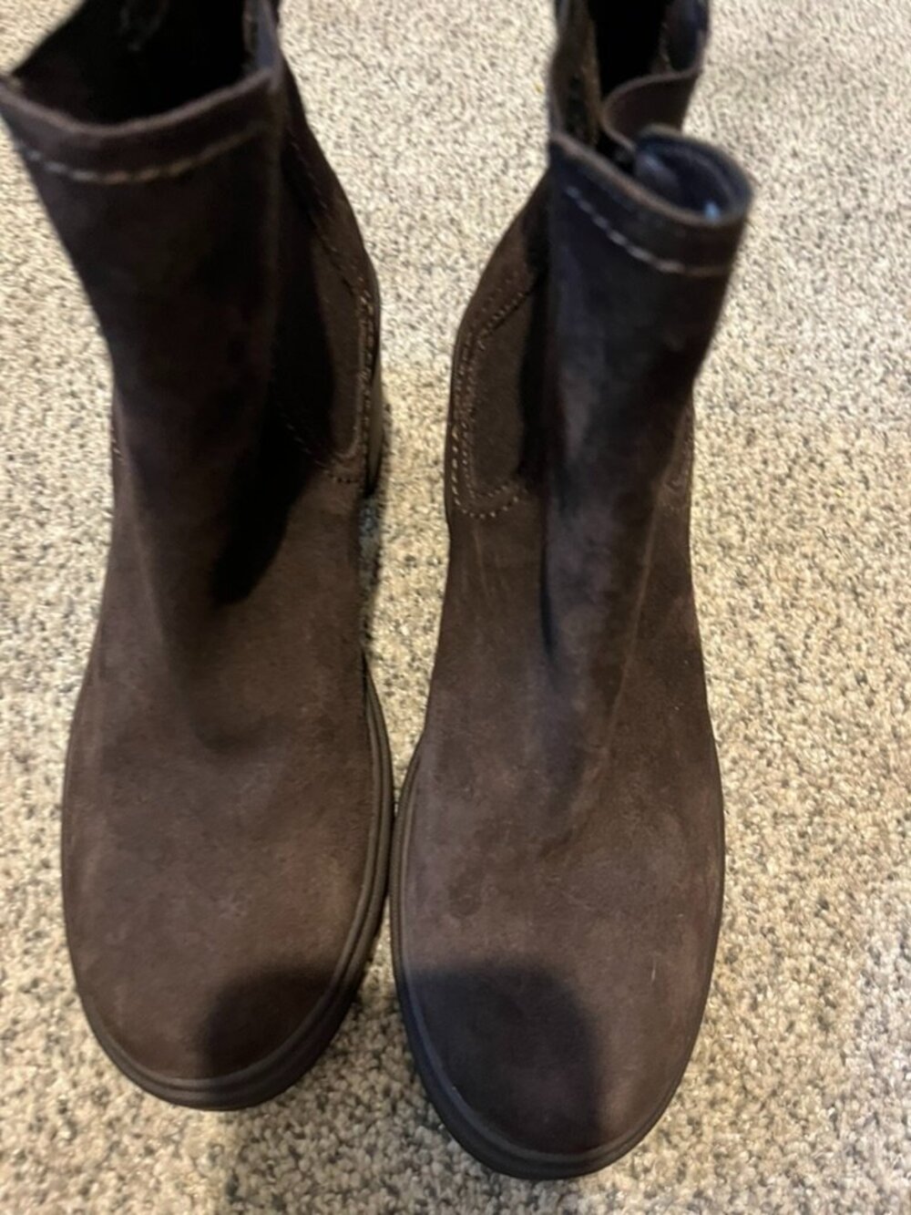 SPLENDID CHOC SUEDE Block Heel Boots Pull on SZ 8M Melisa
